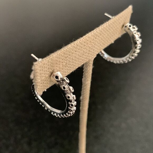 Silver Squid Tentacle Earrings - Seacore Nautical Kraken Octopus Marine Hoops - Picture 8 of 10